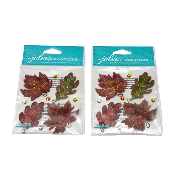 🍁 2 Packs Jolee’s Boutique Vellum Fall Leaves Stickers Gems 3D Scrapbook 🍂✨ - Picture 1 of 6